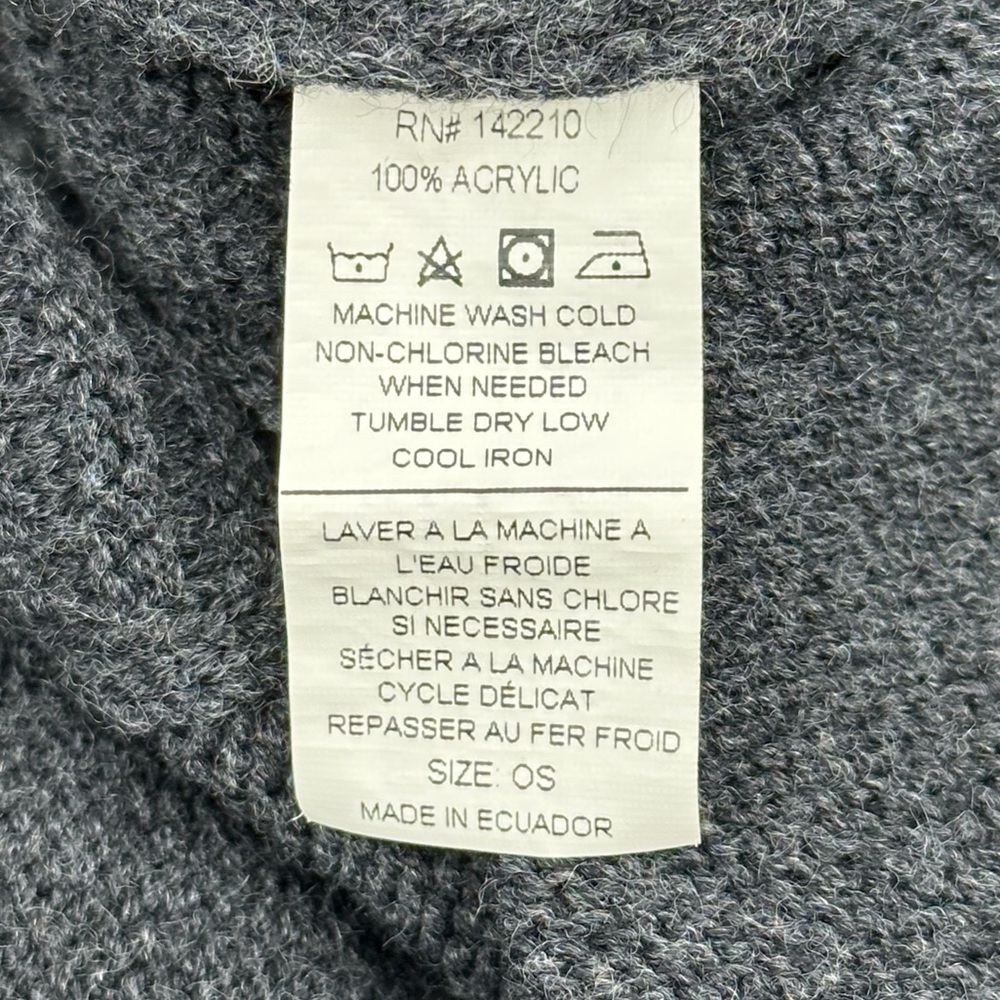 Mer Sea Lisbon Traveler Charcoal Gray Diamond Knit Mock Neck Sweater One Size - Picture 8 of 11